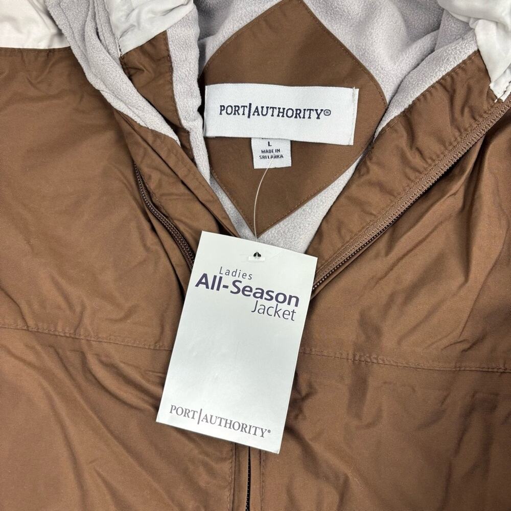 NWT Port Authority Brown and Cream Windbreaker Rain Jacket Winter Women’s Large - Picture 3 of 10